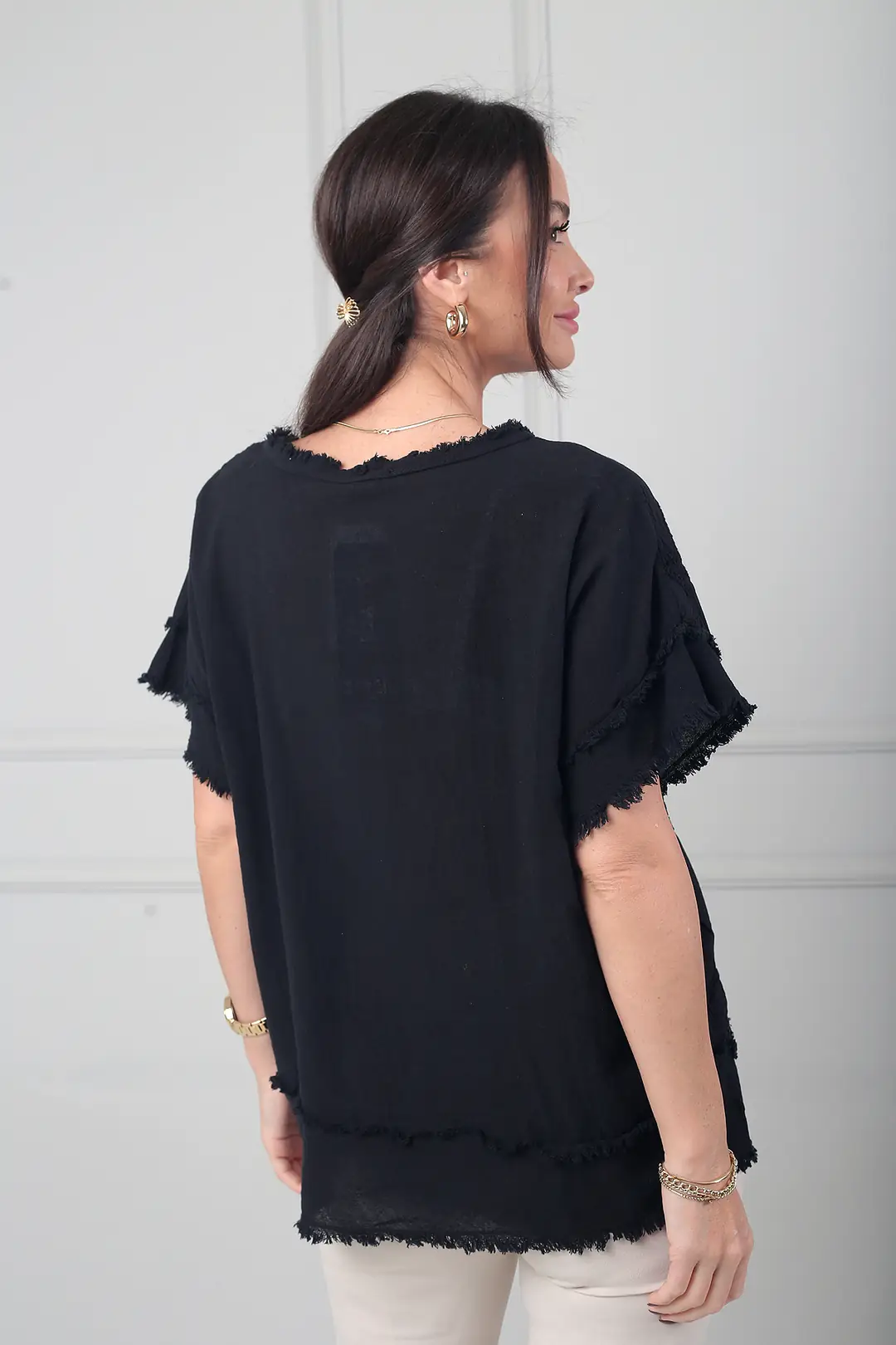 Kadın Dantel Nakış İşlemeli Astarlı Salaş İtalyan Cotton Bluz 4