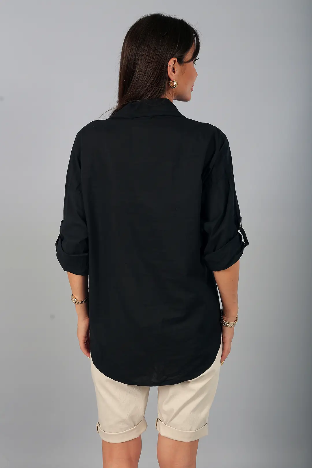 Kadın İtalyan Cotton Mini Çiçek Nakış İşlemeli Gömlek 4
