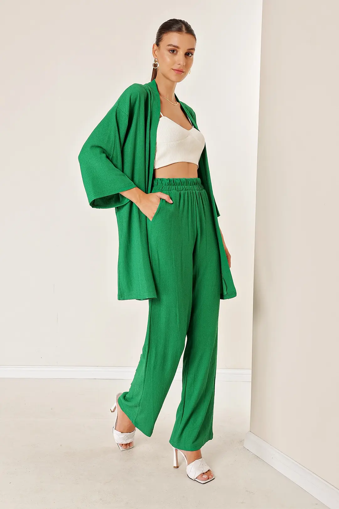 Bürümcük Pantolonu Cepli Kimono Takım 2
