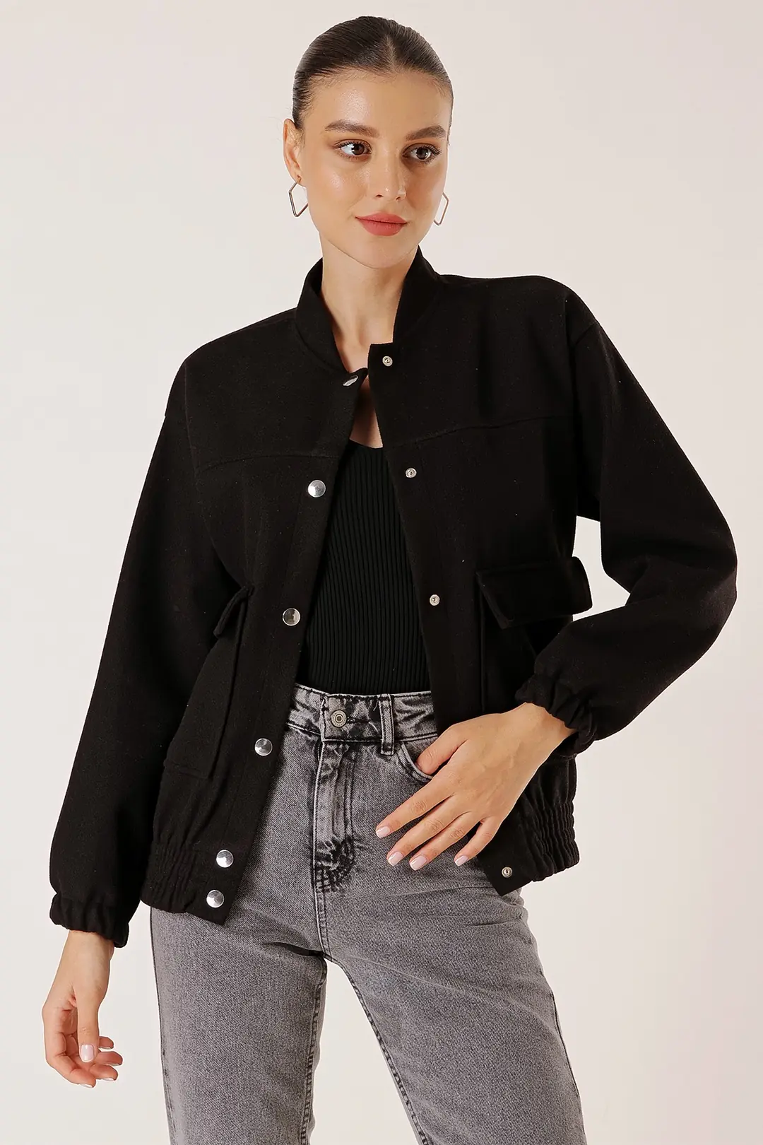 Beli Lastikli Torba Cepli Kaşe Bomber Mont 3