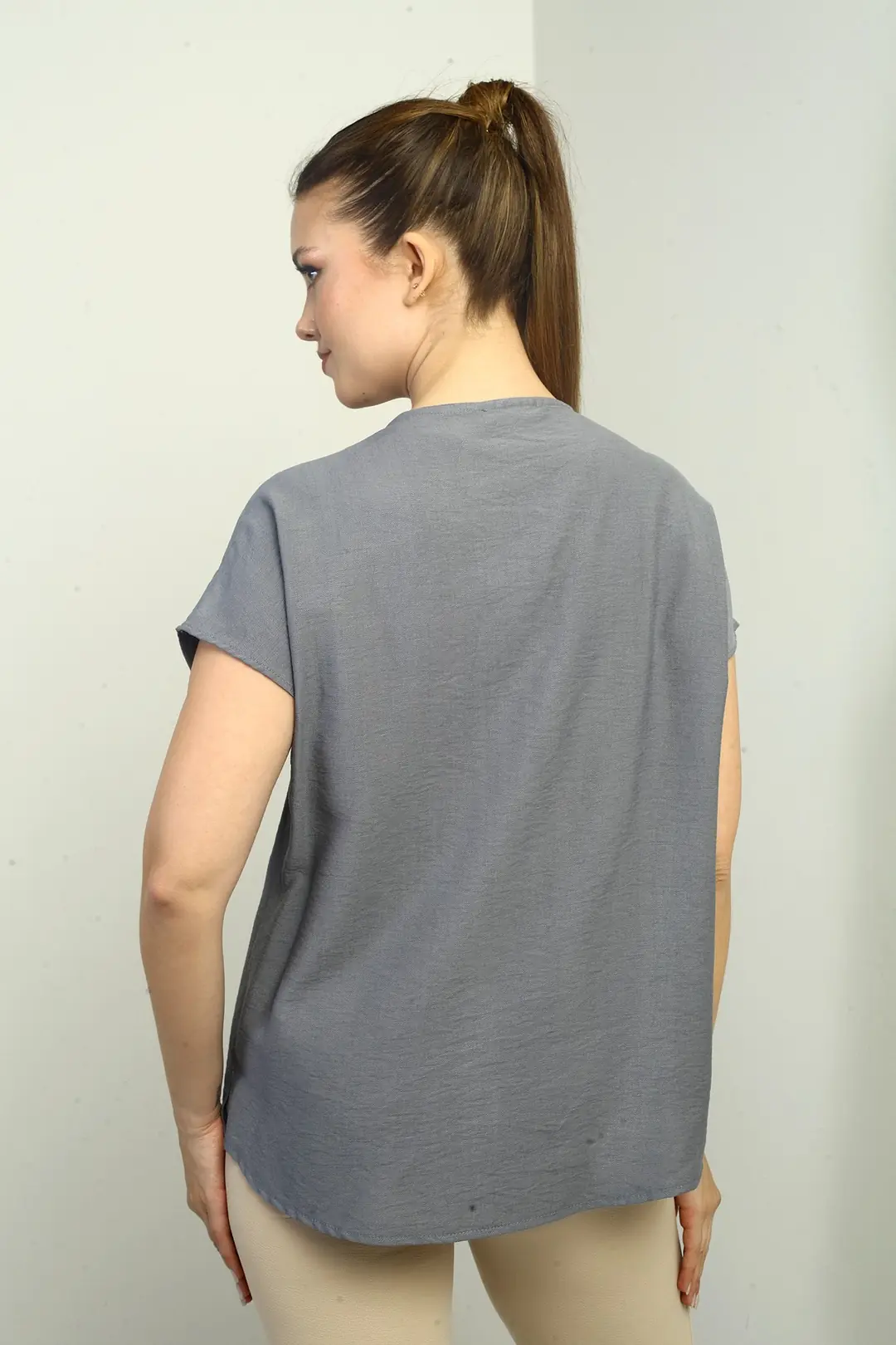 Kadın Şal Yaka Oversize Gömlek 4