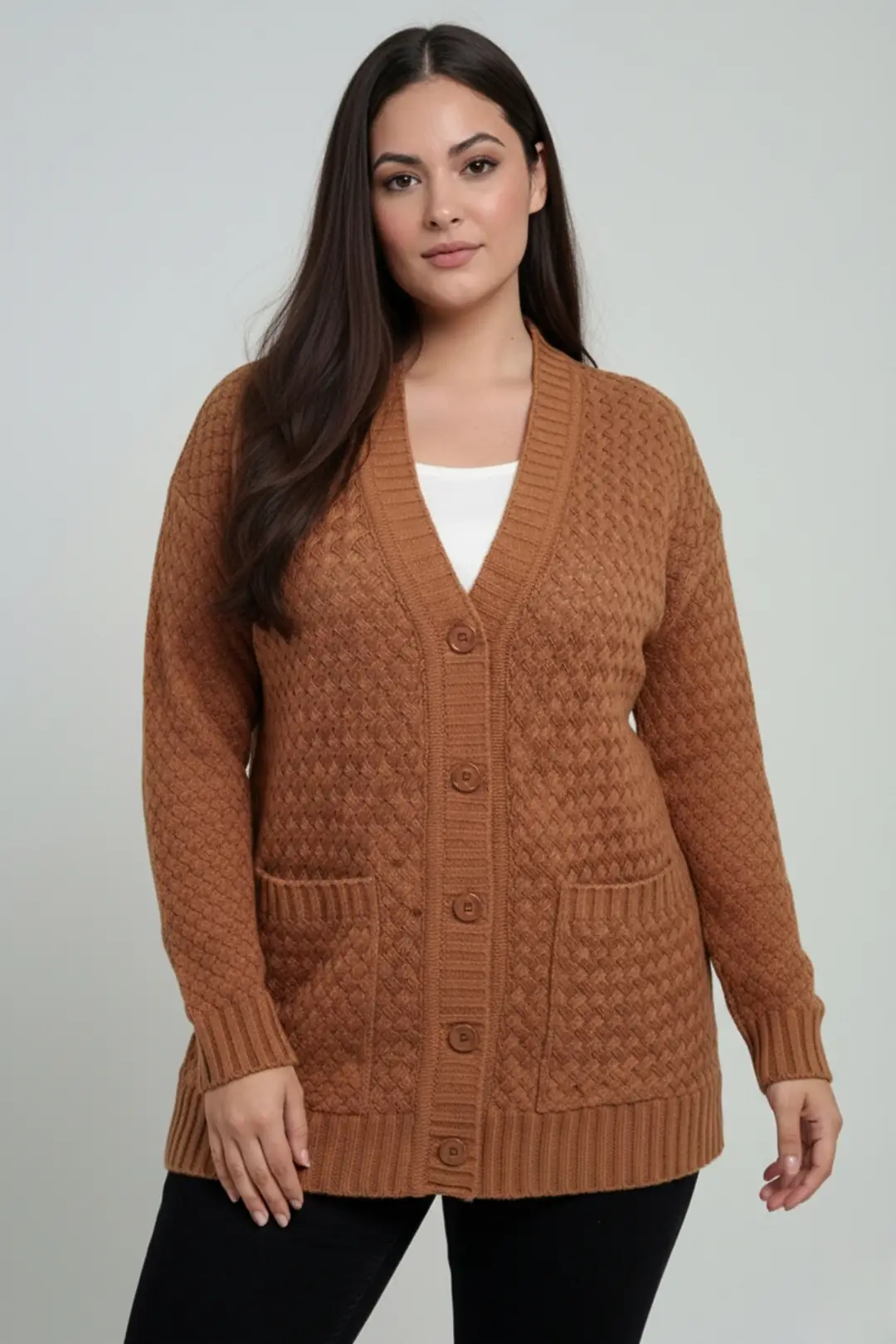 Kadın Sepet Örgü Model Cepli Tunik Hırka 2