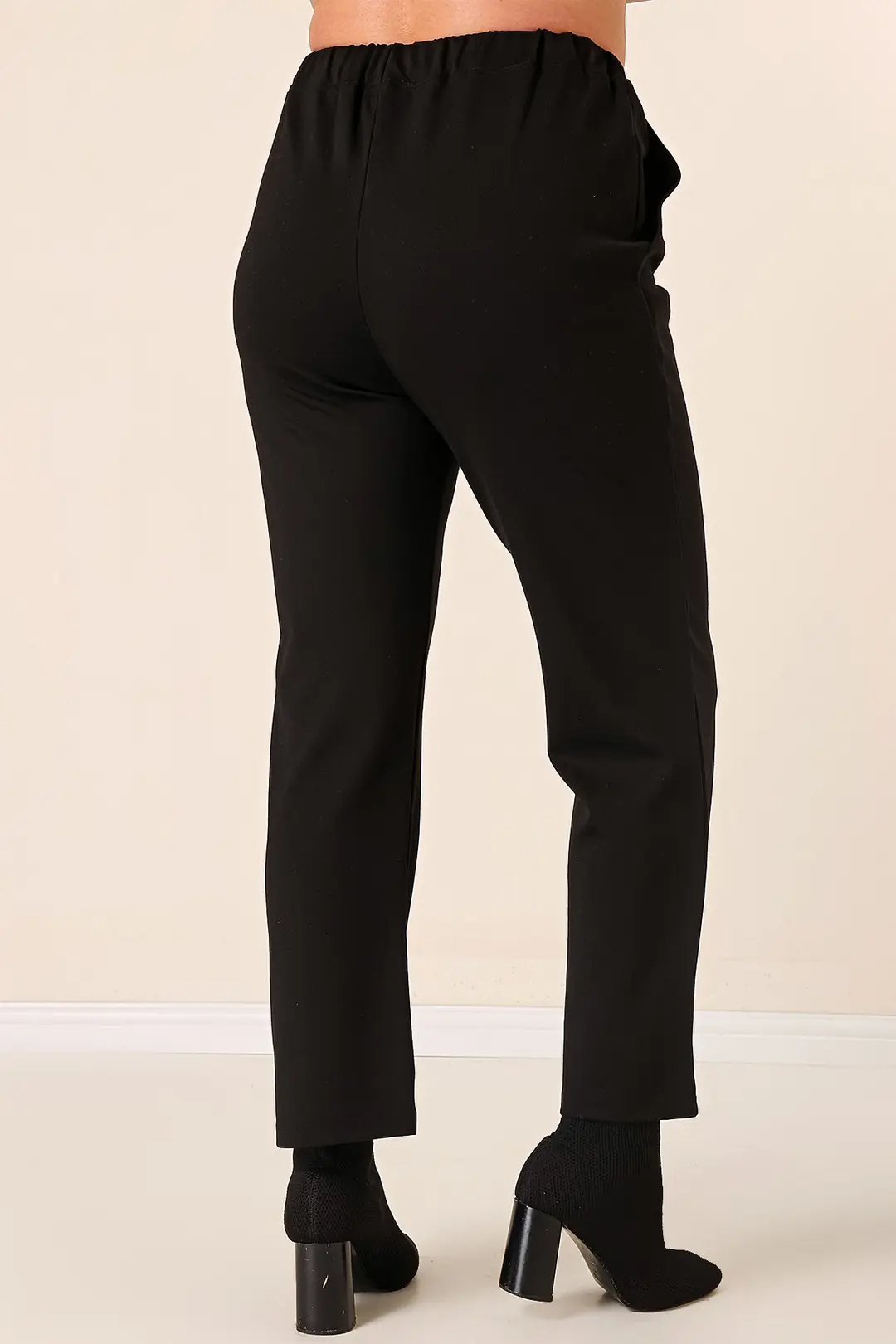 Beli Lastikli Yandan Cepli En Boy Likra Çımalı Büyük Beden Pantolon 4