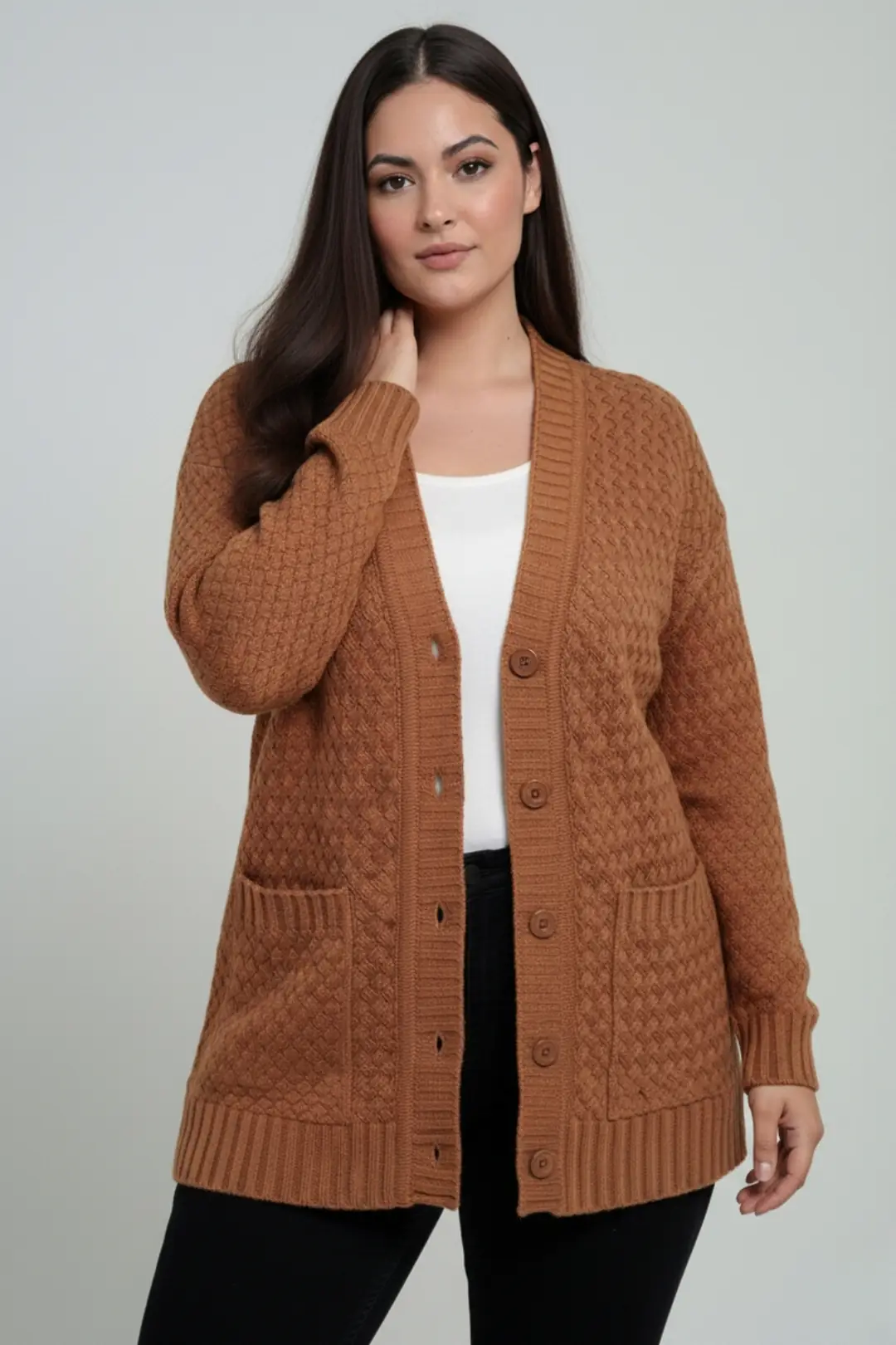 Kadın Sepet Örgü Model Cepli Tunik Hırka 1