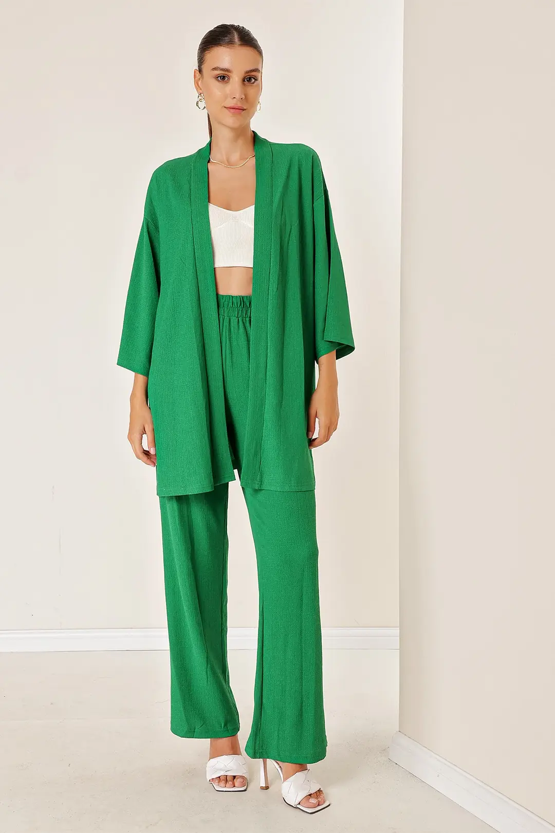 Bürümcük Pantolonu Cepli Kimono Takım 3