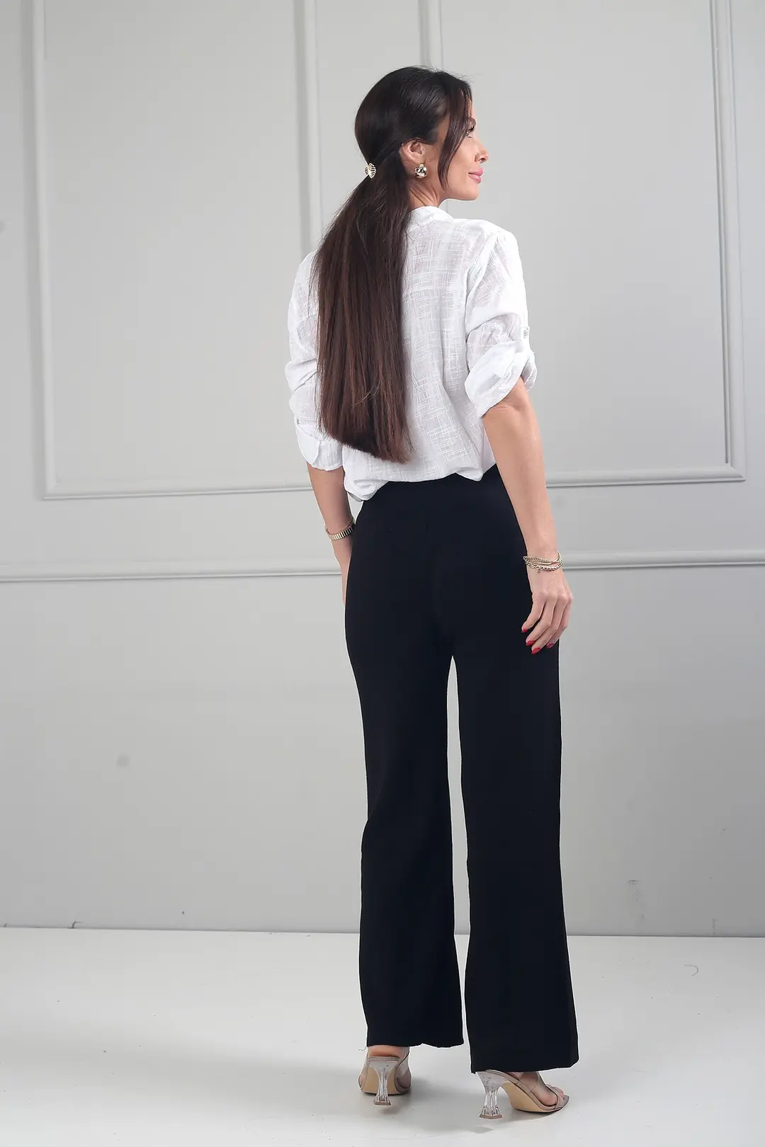 Kadın Beli Lastikli Palazzo Triko Pantolon 4