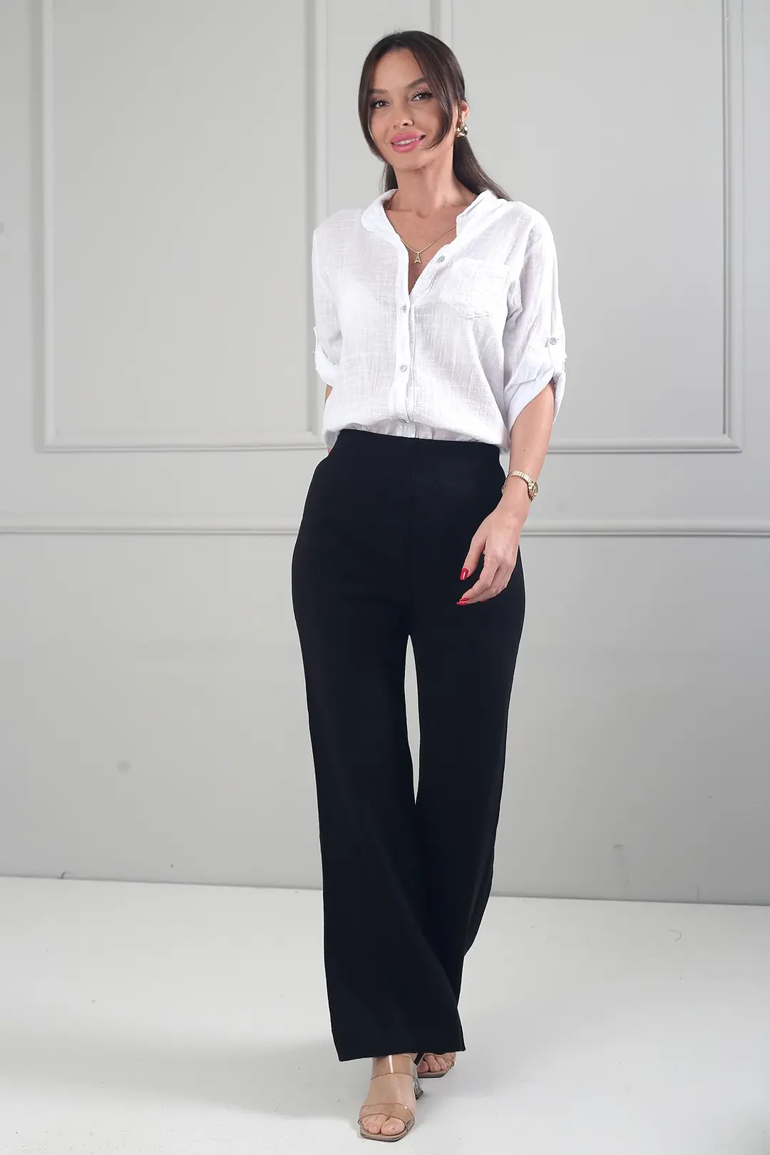 Kadın Beli Lastikli Palazzo Triko Pantolon 3