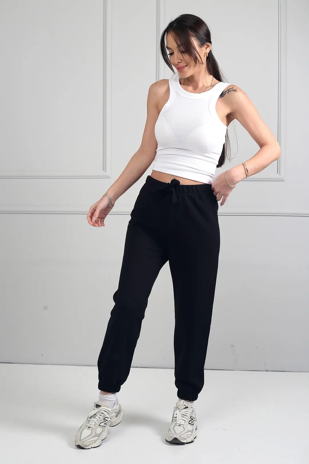 Kadın Jogger Beli Lastikli Pantolon - Siyah
