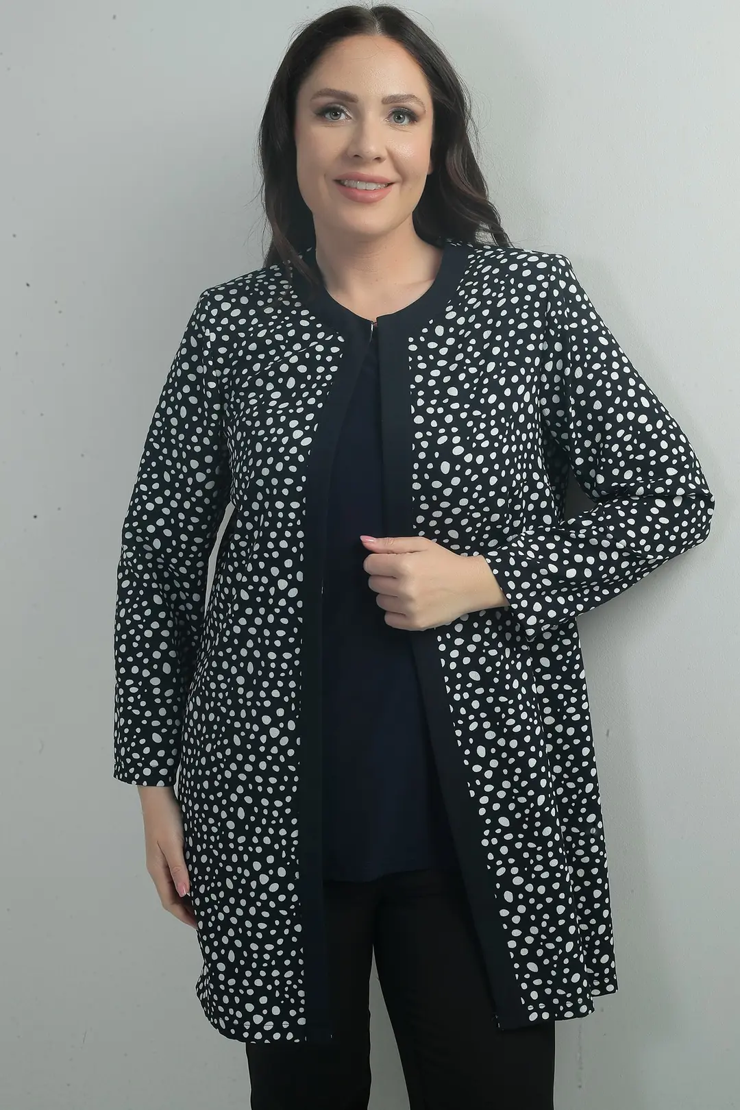 Leopar Desen Yaka Broşlu İkili Büyük Beden Takım 3